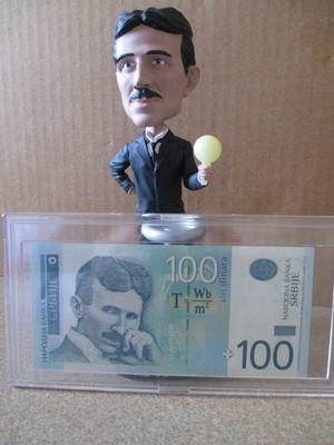 Nikola Tesla Royal Bobbles Limited Edition Bobblehead Includes Serbia Banknote