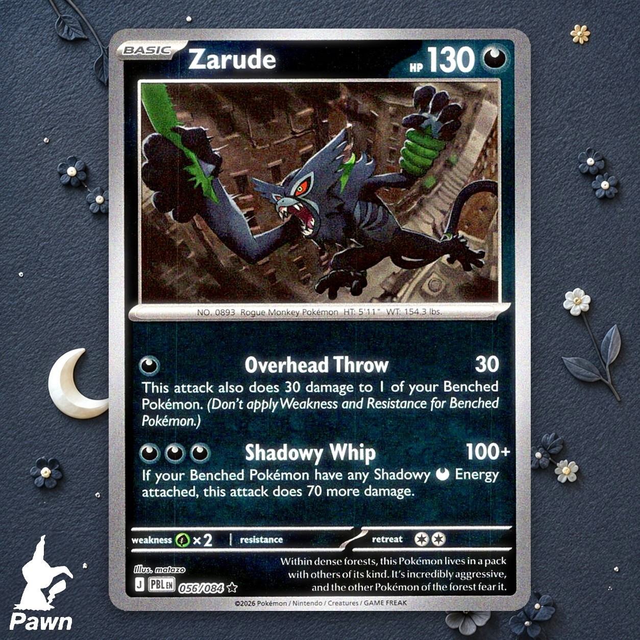 Zarude 56/84 Reverse Holo Pitch Black Rare NM Pokemon TCG Card Darkness Single