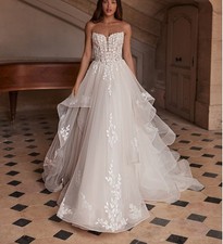 Luxurious ruffle wedding dress wedding dress 32-60 ivory n.custom made