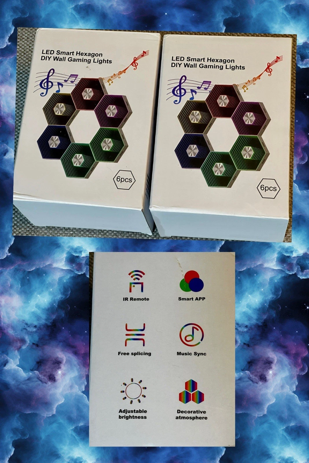 2 X 6 Pack Hexagon Light Panels Smart RGB Hexagon LED Lights Wall Lights 2 Packs