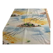 Hoffman California Vintage Silky Fabric Featuring Tropical Scene 4 Yards x 45" W