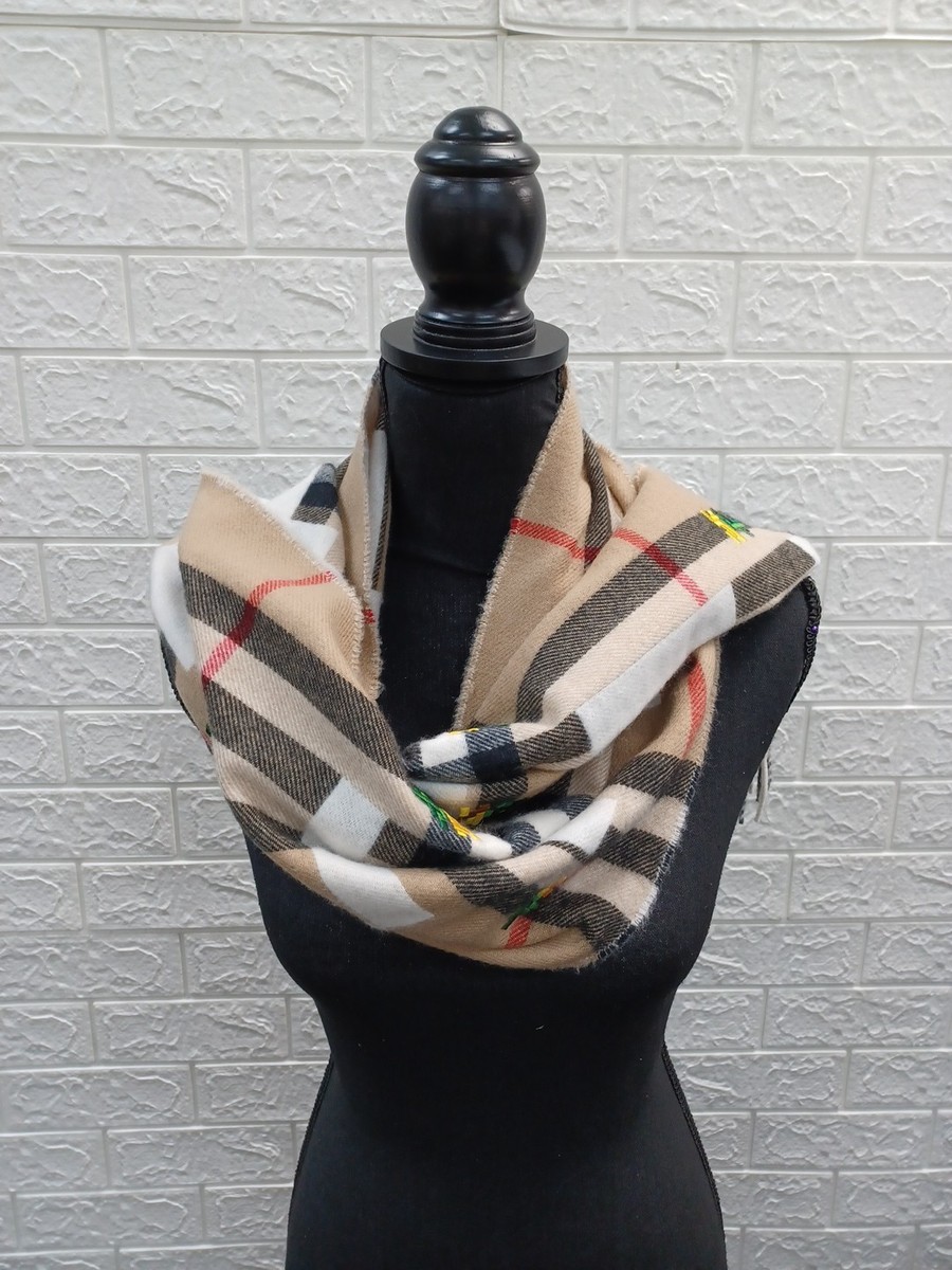 NEW Burberry X Minecraft Logo Check Cashmere Scarf