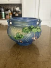 Vintage Roseville Pottery Medium Art Pottery Circle Vase Water Lilly Pads 4.5"