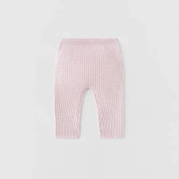 Zara Light Pink Openwork Knit Leggings 3-6 mo NWT