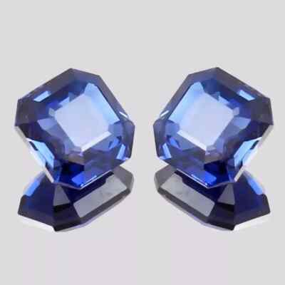 Ceylon Blue Sapphire 70 Ct Natural Asscher Cut Certified Loose Gemstone Pair
