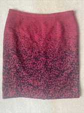 ARTIGIANO Wool Blend Skirt Uk 20 Red Black Pencil Knee Length 38  Waist