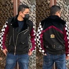 Men  s Fashion Black  Plum Jacket