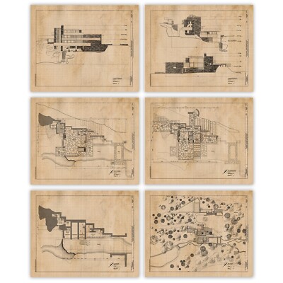 Classic Fallingwater House Prints 6 (8x10) Art Decor Home Architect Work Office
