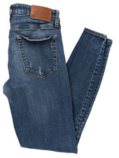 Lucky Brand Jeans Womens 4/27 Blue Low Rise Skinny Distressed Denim Medium Wash