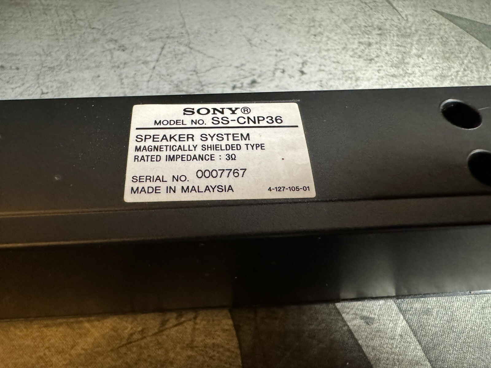 Sony SSCNP36 Center Channel Speaker Black Surround Sound System