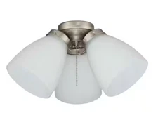 New! Hampton Bay 3-Light Brushed Nickel Ceiling Fan Shades LED Light Kit