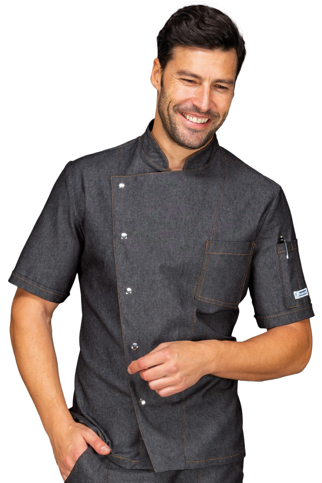 Giacca cuoco Belfast - Isacco manica corta black jeans  ULTIMO PEZZO Tg. XL