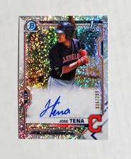 Jose Tena 2021 1st Bowman Chrome AUTO Prospect SPECKLE REFRACTOR 036/299 RC z31