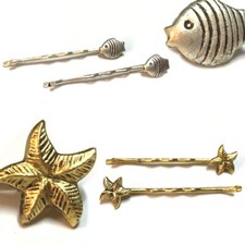Nautical Star Fish Thin Barrette Hair Side Hold Bobby Pin Clip Slide Boho Chic