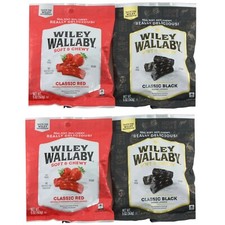 Sets 4 Wiley Wallaby Australian Style Black Red Gourmet Licorice 5 oz Bags Candy