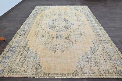 Oushak Turkish Vintage Rug 7x10 Kilim Rug Anatolian Handmade Boho Decor ORANGE