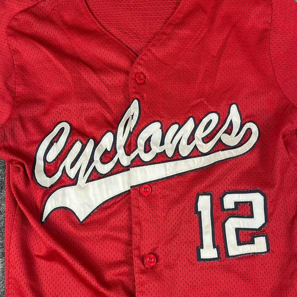 Camiseta deportiva de béisbol roja de colección Rawlings Cyclones #12 EE. UU. AAU talla S adulto Foto 2 de 4
