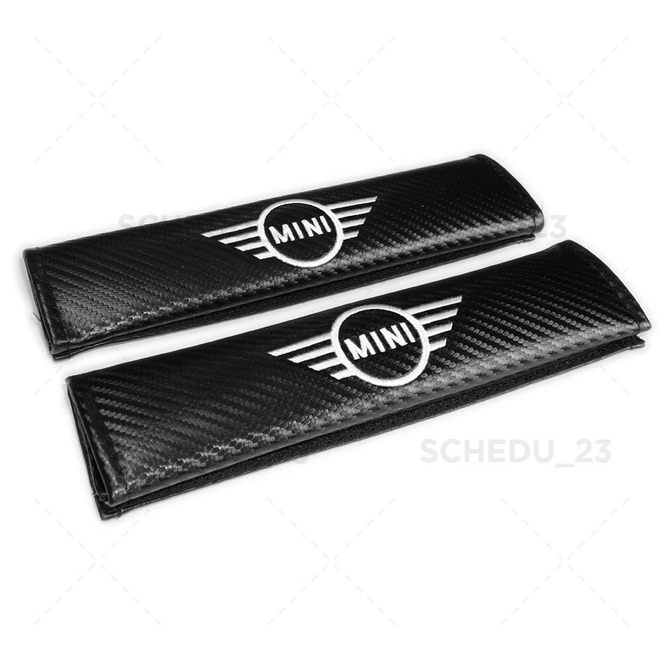 Funda de cinturón de seguridad de carbono para automóvil Correa para el hombro Cojín Almohadilla Arnés Ajuste Mini Foto 3 de 4