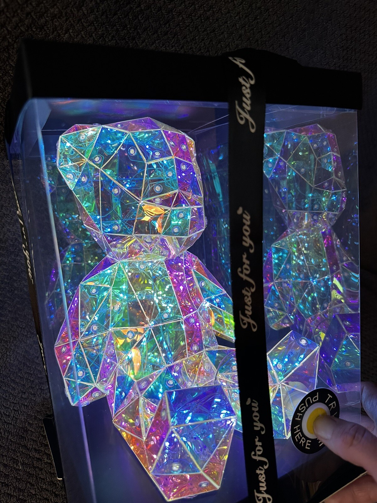 “Just For You” LED Holographic Light Up Teddy In Gift Box For Special Occasion