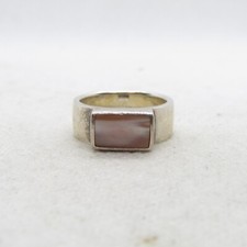 Beautiful Sterling Silver 925 Pink Mother of Pearl Ring Size 7.25 K4034