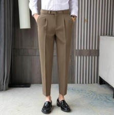 Fashion Men's Ninth Pants Slim Fit Formal Business Straight Work Casual Trousers