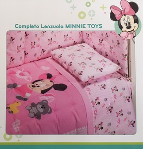 Set Lenzuola Lettino Baby Neonato Minnie Toys Rosa Disney ...