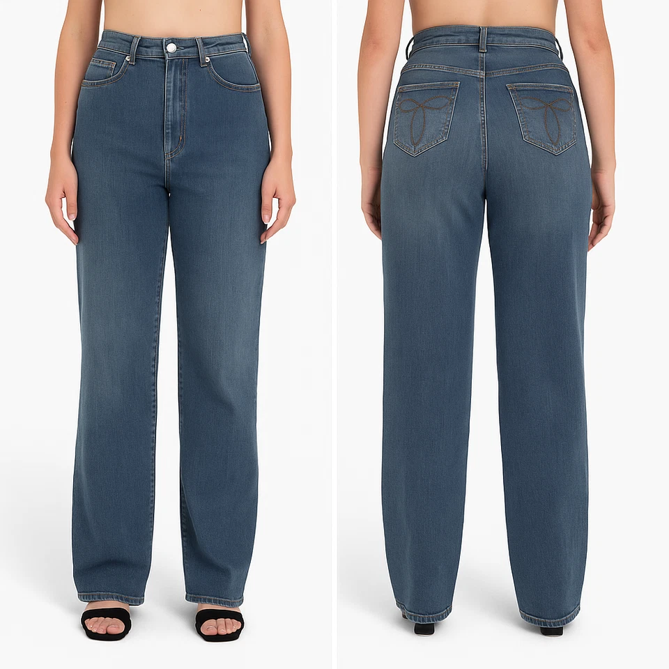 Jeans Da Donna Marina Rinaldi Blu Taglia 49 Persona Fit Con Taglio Bootcut Moda - Immagine 2 di 4