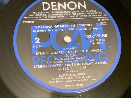 SCHUBERT STRING SMETANA QUARTET in d min. Death & Maiden M- Japan PCM Audiophile - Picture 5 of 5
