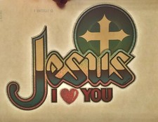 Original Vintage 1980 Jesus I Love You Glitter Iron On Transfer