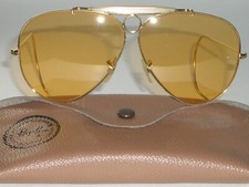 1960s VINTAGE B L RAY-BAN 8mm BULLET HOLE AMBERMATIC SHOOTING AVIATOR SUNGLASSES
