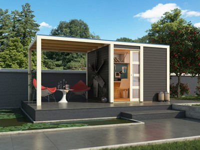 19mm Holzhaus Mit Anbau 488x246cm Gartenhaus Blockhaus Fichte Schuppen Ebay