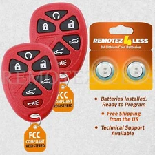 2 For 2007 2008 2009 2010 2011 2012 2013 2014 Chevrolet Tahoe Remote Key Fob Red