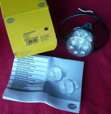 Hella 2DA 011.172-061 LED BRAKE LIGHT 12V -- GLOWS RED (Crystal clear lens)