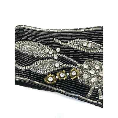 Vintage Jeromes Black Beaded Embellished Statement Belt Size  display picture 1