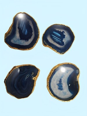 Natural Agate Slice Geode Stone Drink Coaster (4pc/box)