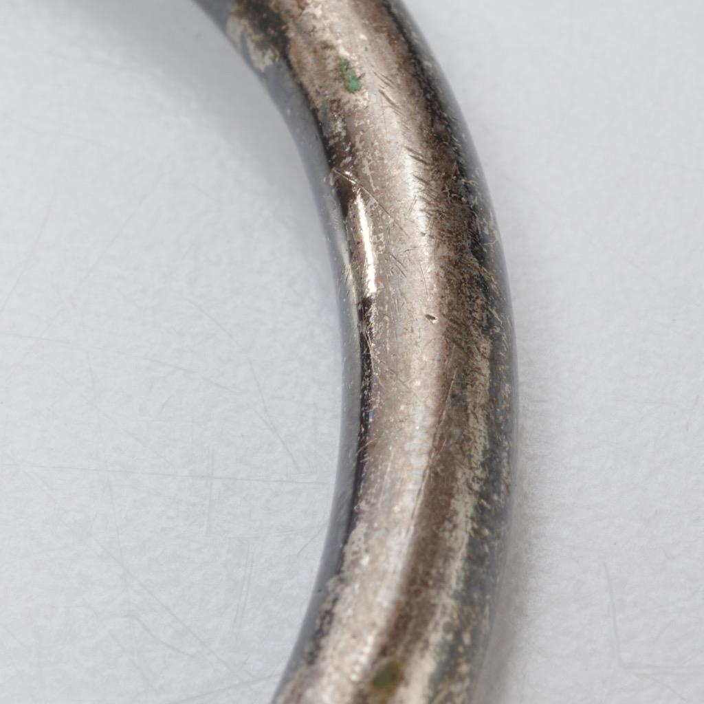 Antique 800 Silver Simple Plain Round Bangle Brac… - image 5