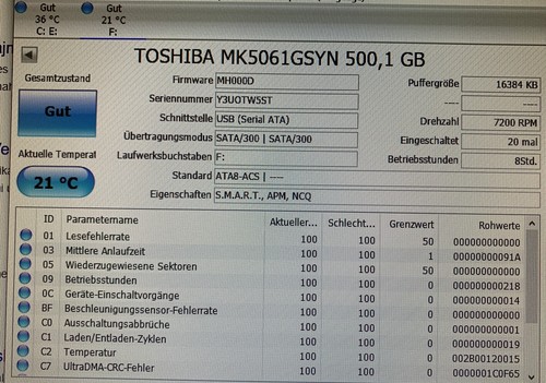 Toshiba MK5061GSYN 500gb HDD2F22 2,5 zoll sata Harddrive