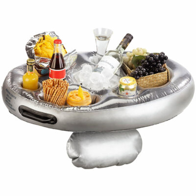 infactory Schwimmender 2in1-Getränke- und Snackhalter, aufblasbar, 70 x 50 cm