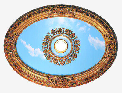 43'' Oval Chandelier Ceiling Medallion Blue with Clouds Foyer Dining Room Bedroom