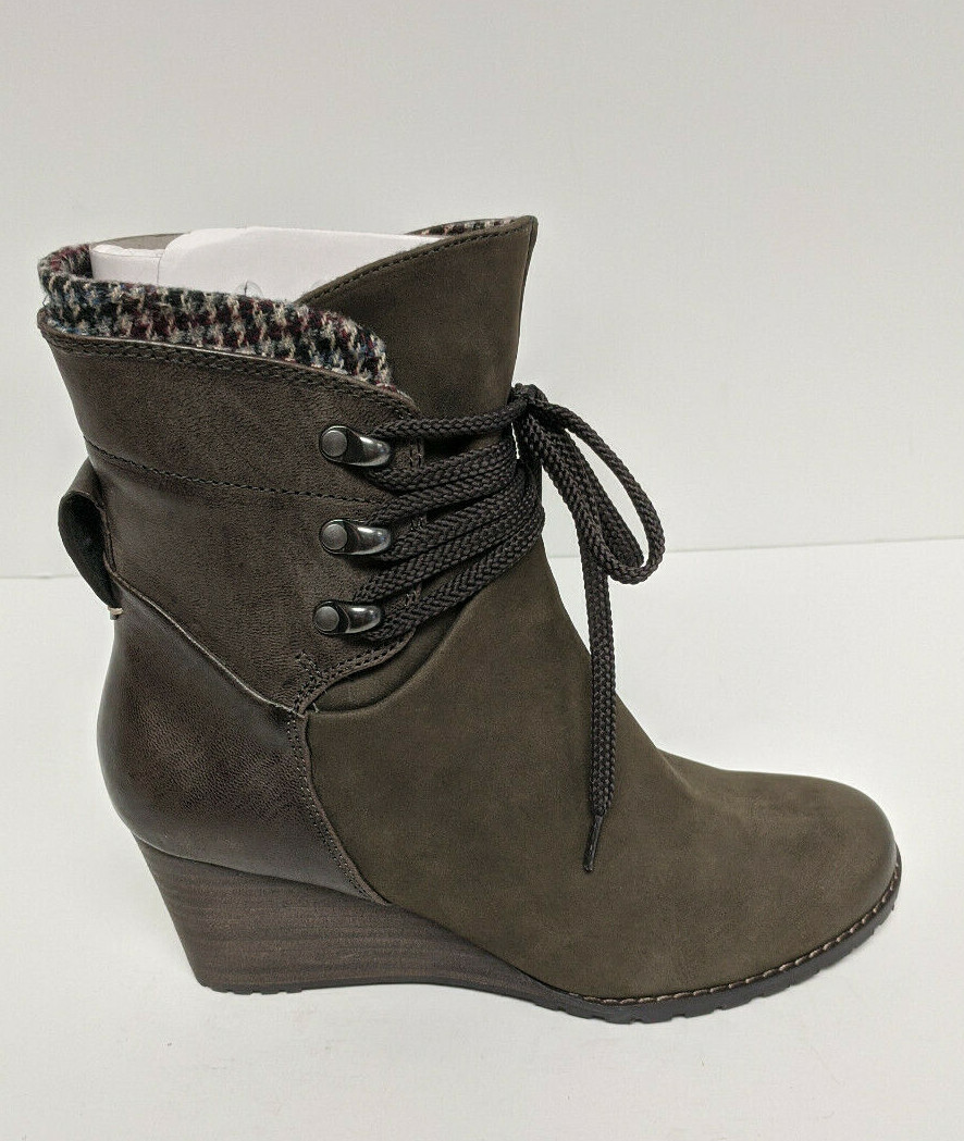 Lucinda Lace Ankle Boots, Olive Leather 