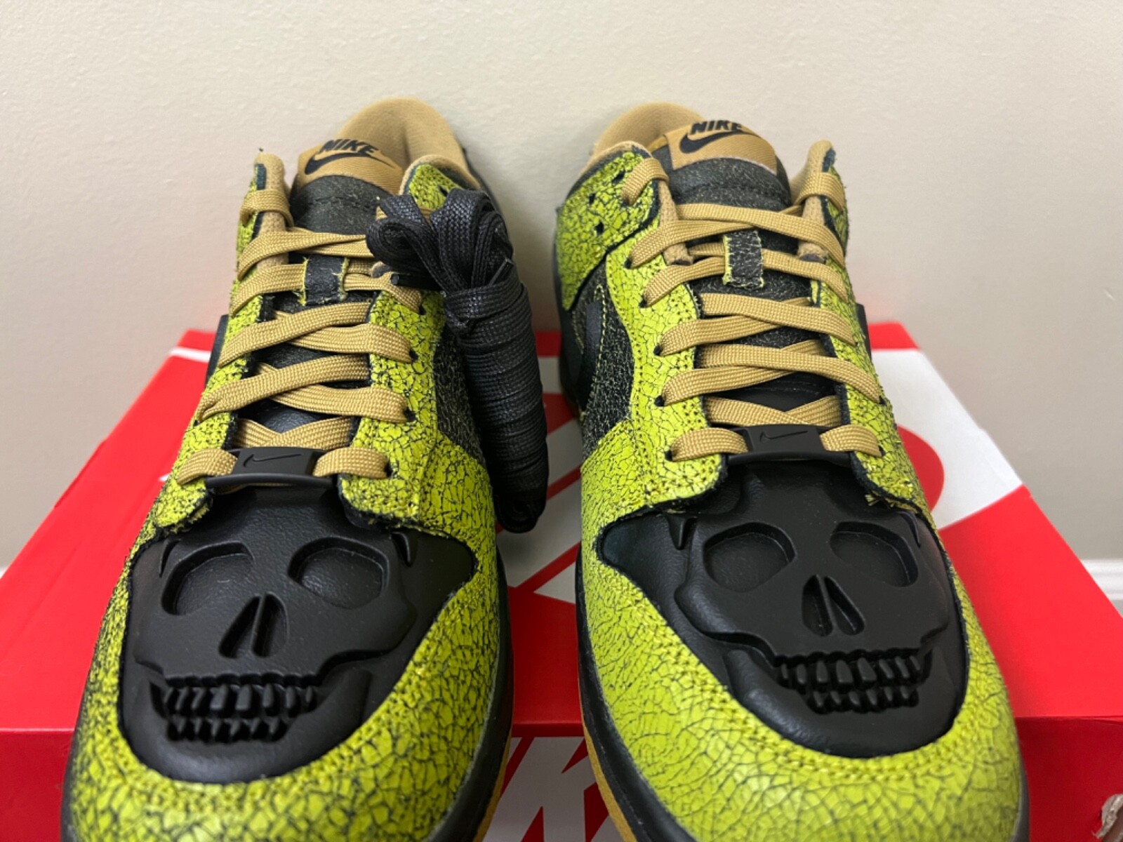 Skull Dunks Nike Dunk Low Retro QS 'Halloween' Skull Skeleton Bright Cactus Black ...