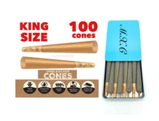 zig zag KING size unbleached cone(100PK)+steel slide lock cone box