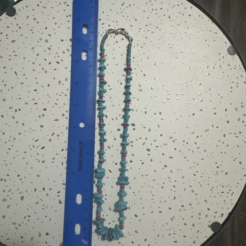 Turquoise Red Coral Beaded Necklace 