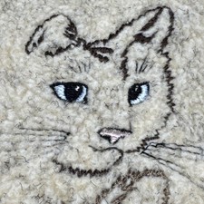 VTG Cat Faces Embroidered Grandmacore Bonworth Sweatshirt Sherpa/Cat Eyes Small