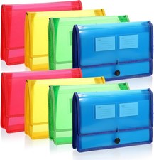8 Pack Plastic Expanding File Wallet Document...