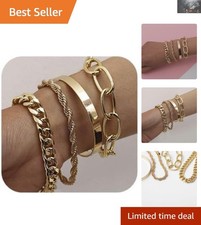 Chic Bohemian Bracelet Set for Women - 4 Adjustable Pieces with Lobster Clasp