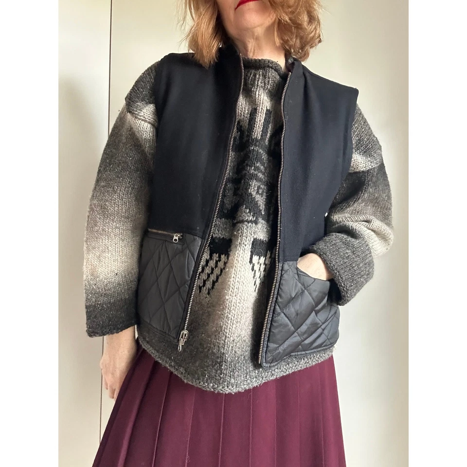 Chaleco de Colección para Mujer Exterior Acolchado Lana Reversible Negro Talla M Capa Woolrich Foto 3 de 4