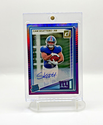 🔥 🔥 2025 Panini Donruss Cam Skattebo Rated Rookie Auto /150 Purple #302 Giants