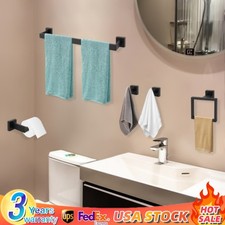 15 Pcs Black Bathroom Hardware Set Towel Bars Towel Rings Hooks Stainless Steel