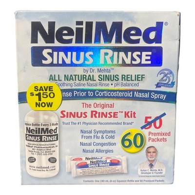NeilMed Sinus Rinse Kit Original Nasal Irrigation System 60 Packets New EXP2029